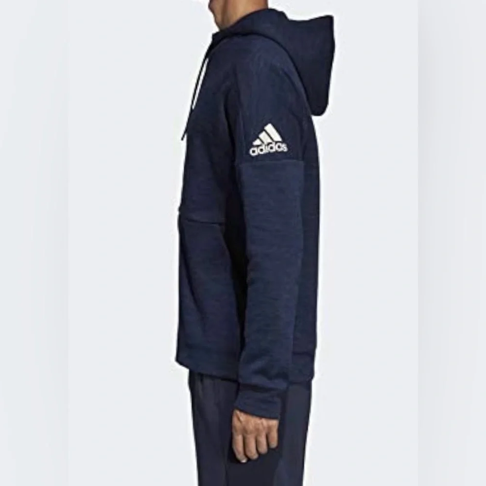 Adidas Men’s Id Stadium Navy Full-Zip Hooded Sweatshirt. Sz S
